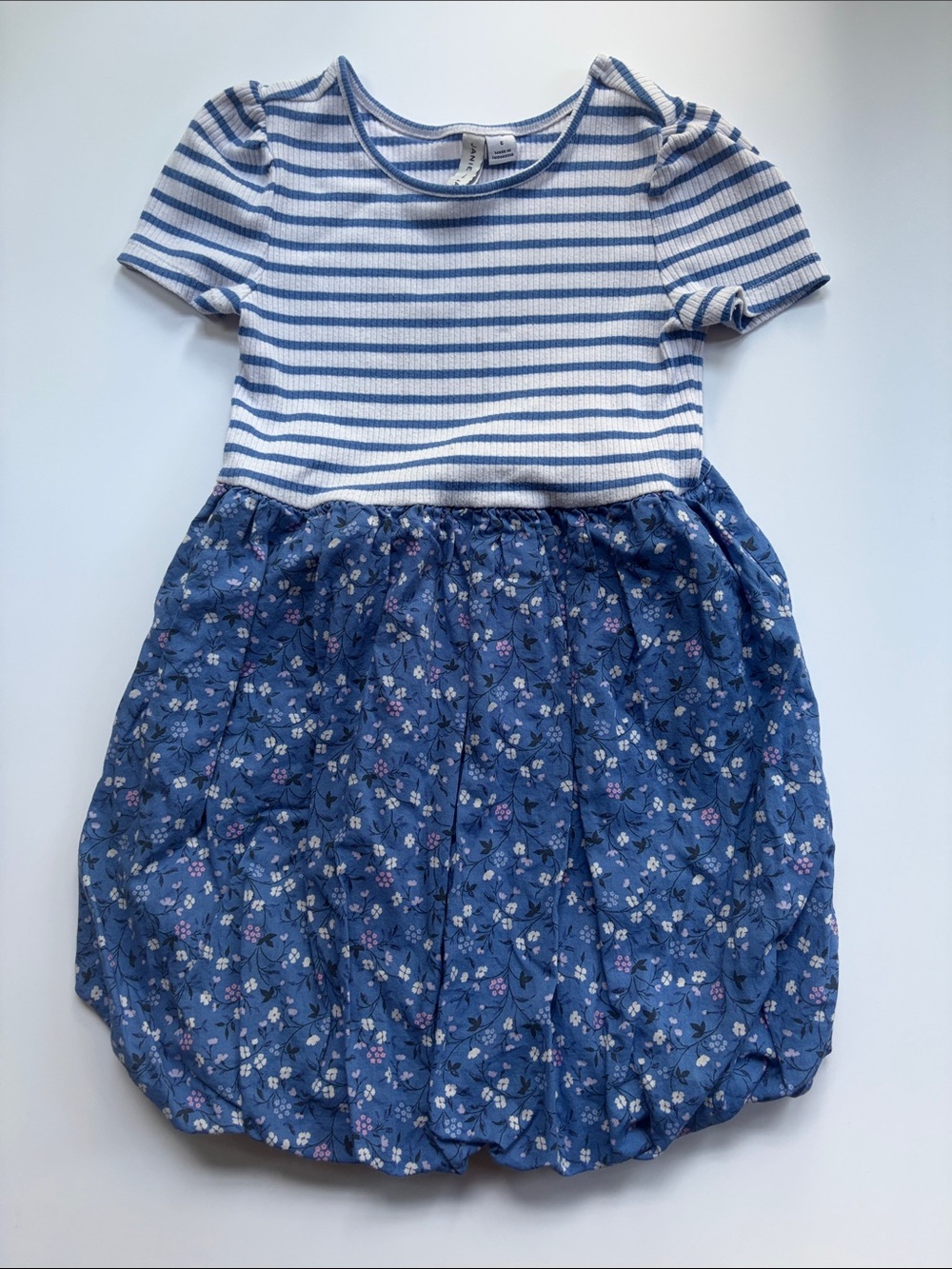 Janie and Jack Blue and White Striped Floral Dress (bubble skirt)